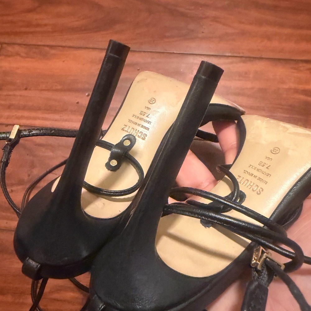 SCHUTZ Black Wrap-Around Stiletto Sandal - Picture 7 of 10